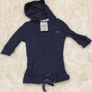 Navy Hollister Layering Hooded Top, Size Small.